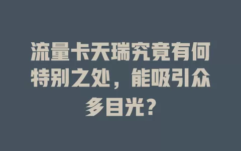 流量卡天瑞究竟有何特别之处，能吸引众多目光？