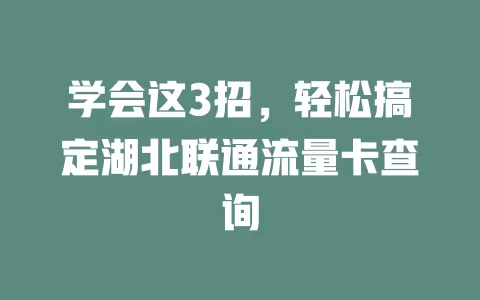 学会这3招，轻松搞定湖北联通流量卡查询