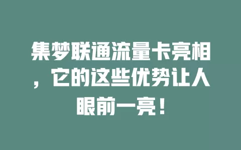 集梦联通流量卡亮相，它的这些优势让人眼前一亮！