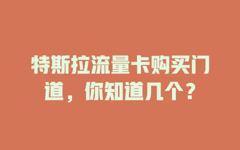 特斯拉流量卡购买门道，你知道几个？