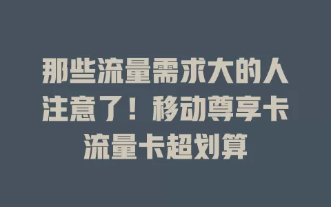 那些流量需求大的人注意了！移动尊享卡流量卡超划算