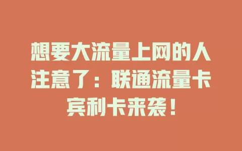想要大流量上网的人注意了：联通流量卡宾利卡来袭！
