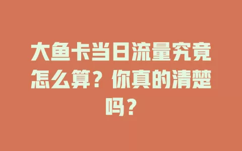 大鱼卡当日流量究竟怎么算？你真的清楚吗？
