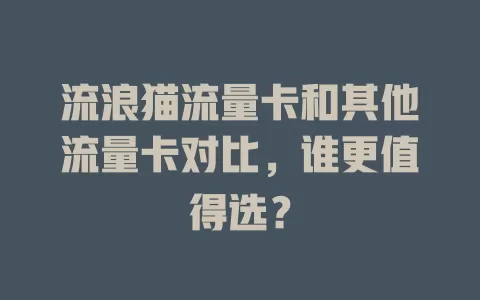 流浪猫流量卡和其他流量卡对比，谁更值得选？
