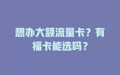 想办大额流量卡？有福卡能选吗？