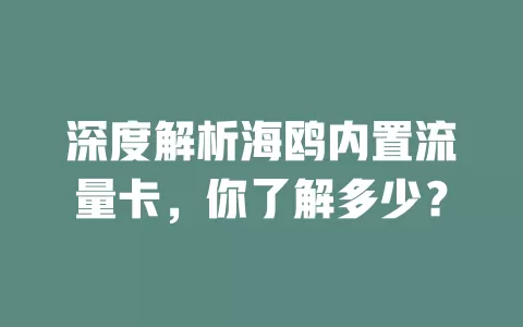 深度解析海鸥内置流量卡，你了解多少？
