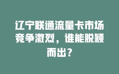 辽宁联通流量卡市场竞争激烈，谁能脱颖而出？