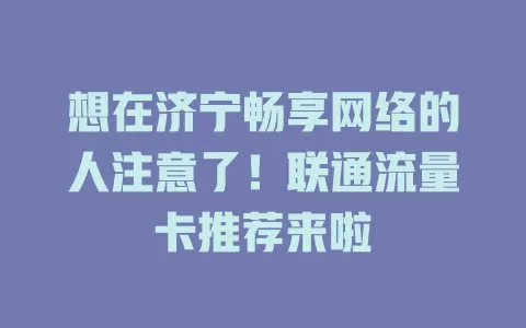 想在济宁畅享网络的人注意了！联通流量卡推荐来啦