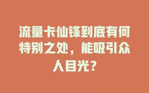 流量卡仙锋到底有何特别之处，能吸引众人目光？
