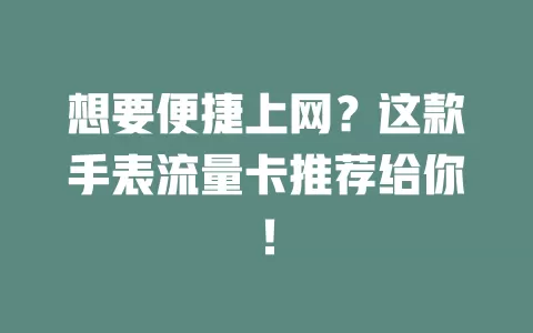 想要便捷上网？这款手表流量卡推荐给你！