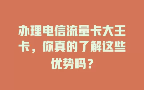 办理电信流量卡大王卡，你真的了解这些优势吗？