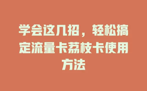 学会这几招，轻松搞定流量卡荔枝卡使用方法
