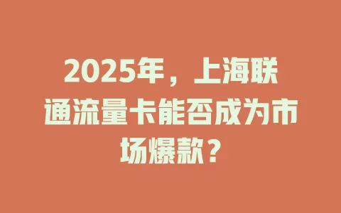 2025年，上海联通流量卡能否成为市场爆款？