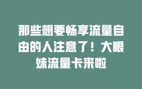 那些想要畅享流量自由的人注意了！大眼妹流量卡来啦