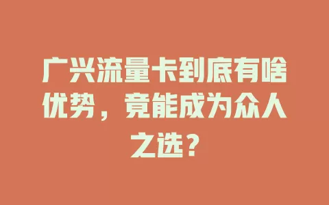 广兴流量卡到底有啥优势，竟能成为众人之选？