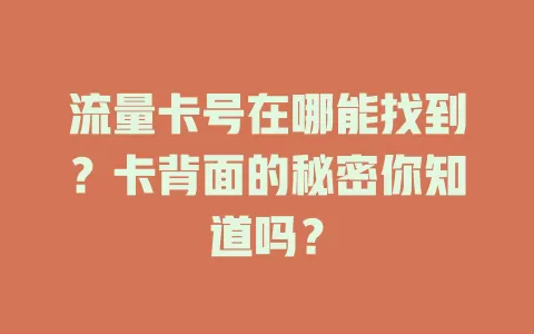 流量卡号在哪能找到？卡背面的秘密你知道吗？