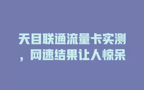 天目联通流量卡实测，网速结果让人惊呆