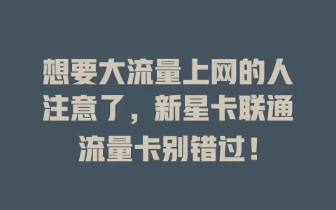 想要大流量上网的人注意了，新星卡联通流量卡别错过！