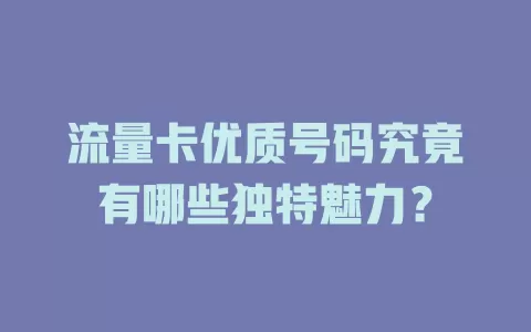 流量卡优质号码究竟有哪些独特魅力？