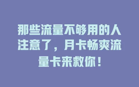 那些流量不够用的人注意了，月卡畅爽流量卡来救你！