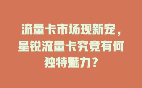 流量卡市场现新宠，星锐流量卡究竟有何独特魅力？