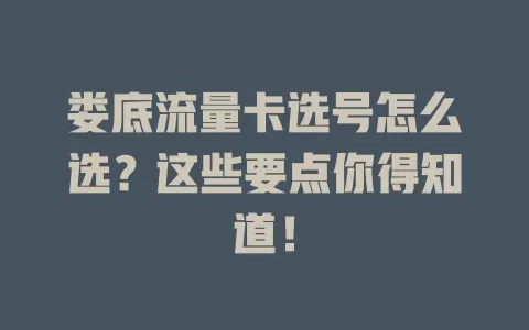 娄底流量卡选号怎么选？这些要点你得知道！