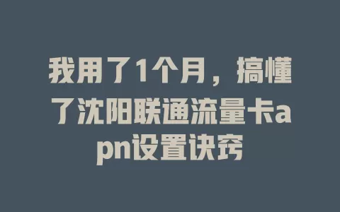 我用了1个月，搞懂了沈阳联通流量卡apn设置诀窍