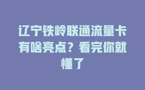 辽宁铁岭联通流量卡有啥亮点？看完你就懂了