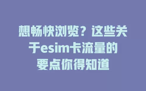 想畅快浏览？这些关于esim卡流量的要点你得知道