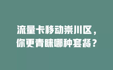 流量卡移动崇川区，你更青睐哪种套餐？