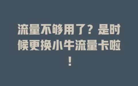 流量不够用了？是时候更换小牛流量卡啦！