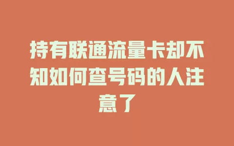 持有联通流量卡却不知如何查号码的人注意了