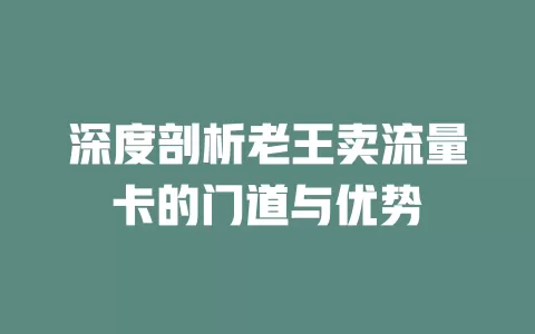 深度剖析老王卖流量卡的门道与优势