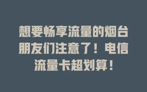 想要畅享流量的烟台朋友们注意了！电信流量卡超划算！
