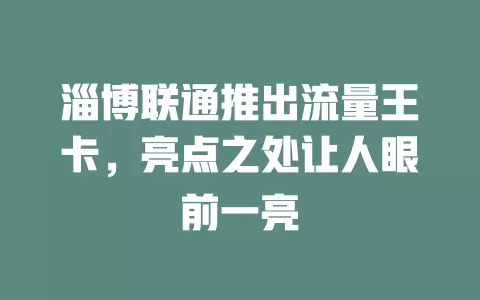 淄博联通推出流量王卡，亮点之处让人眼前一亮