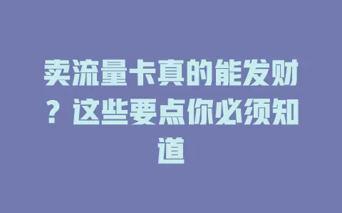 卖流量卡真的能发财？这些要点你必须知道