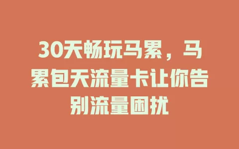 30天畅玩马累，马累包天流量卡让你告别流量困扰