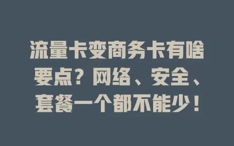 流量卡变商务卡有啥要点？网络、安全、套餐一个都不能少！