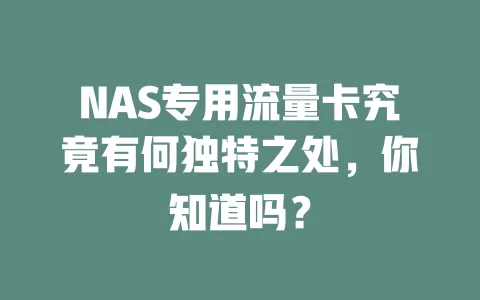 NAS专用流量卡究竟有何独特之处，你知道吗？