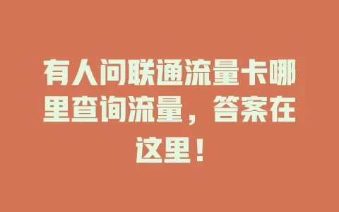有人问联通流量卡哪里查询流量，答案在这里！