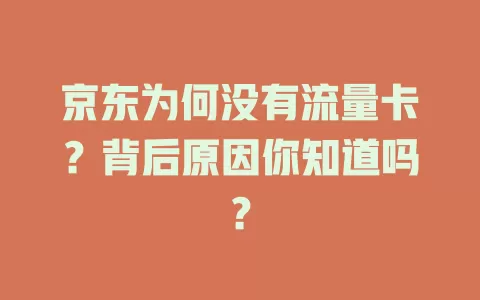京东为何没有流量卡？背后原因你知道吗？