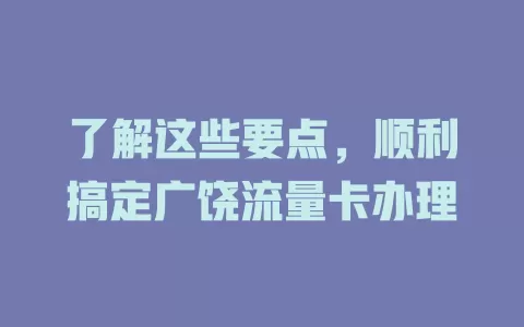 了解这些要点，顺利搞定广饶流量卡办理