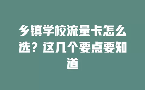 乡镇学校流量卡怎么选？这几个要点要知道