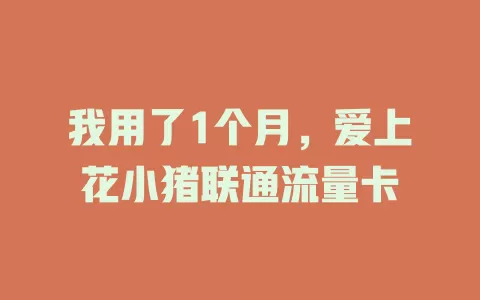 我用了1个月，爱上花小猪联通流量卡
