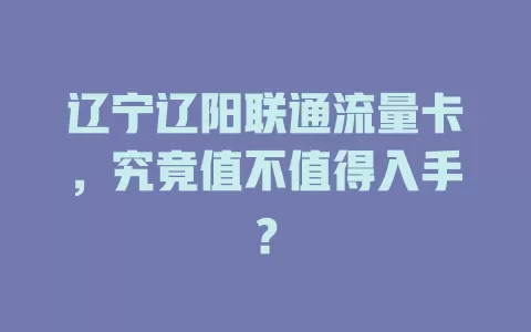 辽宁辽阳联通流量卡，究竟值不值得入手？