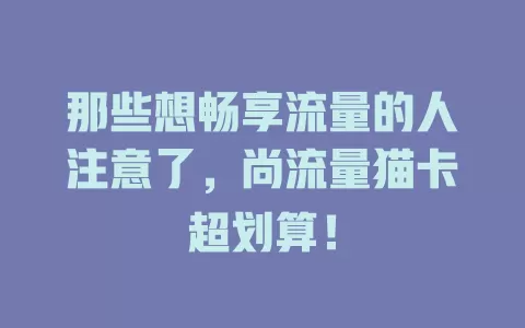 那些想畅享流量的人注意了，尚流量猫卡超划算！