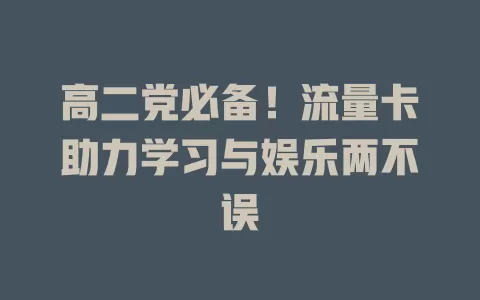 高二党必备！流量卡助力学习与娱乐两不误