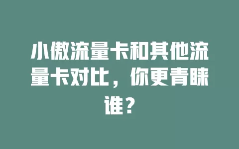 小傲流量卡和其他流量卡对比，你更青睐谁？