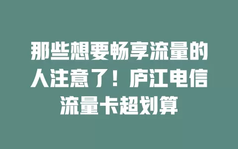 那些想要畅享流量的人注意了！庐江电信流量卡超划算