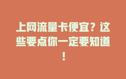 上网流量卡便宜？这些要点你一定要知道！